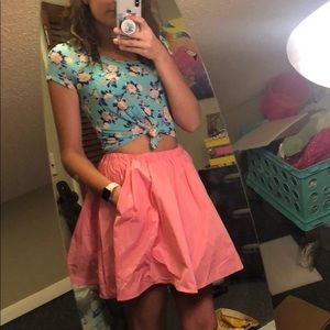 Pink high-waisted skirt